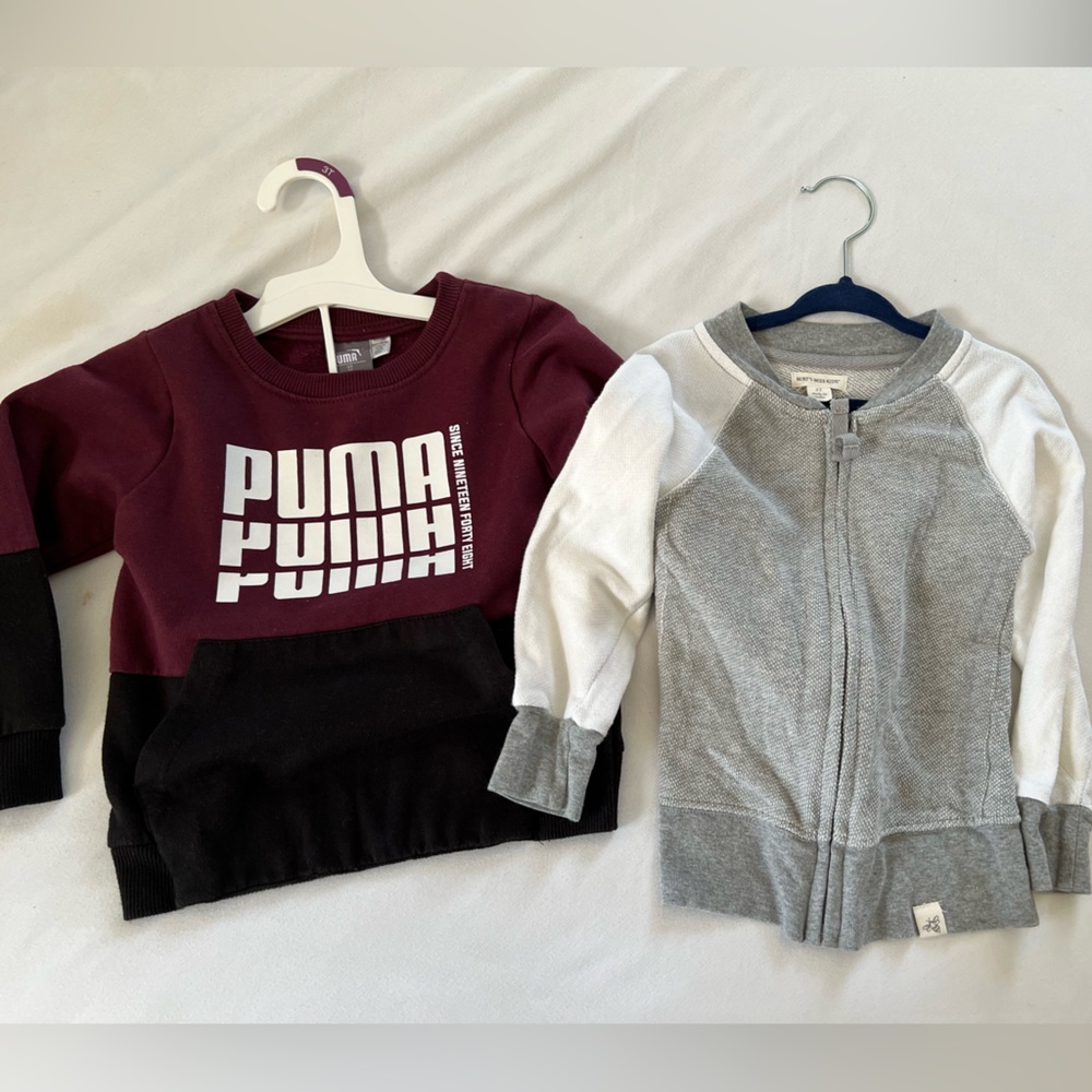 Toddler boys bundle | 3T Puma Sweatshirt and Burt bees cardigan